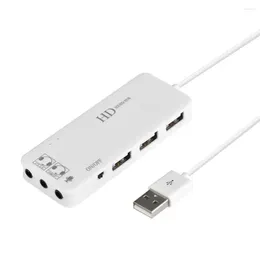 2.0 3 Ports Hub With External 7.1 Channel Stereo Sound Card Headphone Microphone Adapter For PC Laptop Computer Driver Free