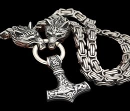 Punk Nordic Viking Never Fade Men stainless steel Necklaces Celtic Wolf Rune Accessories Pendant king Chain Norse Amulet Jewellery Y1084602
