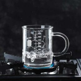 Mugs Caffeine Beaker Mug Graduated Beaker Mug with Handle Borosilicate Glass Multi-Function Food Grade Measuring Cup K2V 240417
