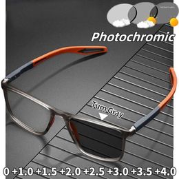 Sunglasses Ultralight TR90 Pochromic Reading Glasses Unisex Men Presbyopia Eyewear Vintage Outdoor Sports With Degrees 0- 4.0