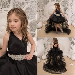 Newest Girl039s Pageant Dresses 2019 Black Flower Girls Dresses For Weddings High Low Kids Ball Gown Formal Wear cocktail party6475794