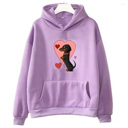 Women's Hoodies Dachshund Graphic Cute Animal Printing Clothing Female Lovey Hooded Pullovers Fall Winter Fleece Sweatshirt Unisex Hoody