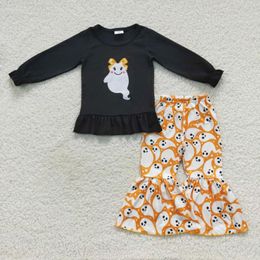 Clothing Sets 2024 Halloween Wholesale RTS Lovely Toddler Girls Children Long Sleeve Bell Bottoms Boutique Kid Outfits