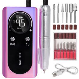 2024 Original 45000RPM Rechargeable Nail Drill Machine with LCD Low Noise Professional Nail Polish Sander Nails Accessories Set 240417