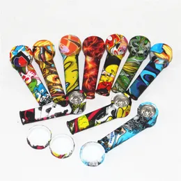 Silicone Hand Pipe Patterned 3.5" Environmentally FDA Silicones Waters pipes VS glass Smoking Water Bong
