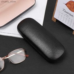 Sunglasses Cases Fashion Woman Black Spectacle Box Men PU Leather Litchi Grain Glasses Case Waterproof Hard Frame Reading Glasses Protector Y240416