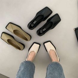 Shoes for Women 2023 Flat Ladies Summer Footwear Flats Green Square Toe Wholesale on Promotion Elegant Dress Comfortable Stylish