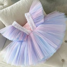 Girls Ruffles Princess Dress For Kids Wedding Elegant Party Tutu Prom Gown Children Birthday Pageant Communion Formal Vestidos 240416