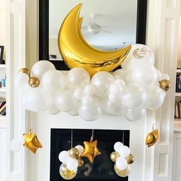 Party Decoration Eid Mubarak Balloon Set Platinum Confetti Moon Stars Foil Balloons Ramadan DIY Decorations Islamic Muslim