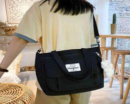 Fashion Girl Large Capacity One Shoulder Crossbody Bag Korean Nylon Waterproof Cute Schoolgirl Bookbag Kawaii Ladies Handbag 210913334626