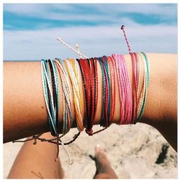 Link Bracelets Wax Thread Hand Woven Bracelet Multi-colored Rope Braid Friendship