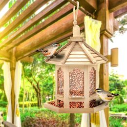 Wooden Bird Feeder Cages Durable Bird Feeding Case Bird Feeder Box Parrot Perch Stand Wooden Colour 240407