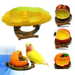 Other Bird Supplies Feeding 1Pc Funny Fruit Shape Parrot Feeder Orange Pomegranate Food Water Bowl Container Feeders For Crates Cage Dh0Iv