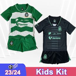 23 24 Santos Laguna LEO SUAREZ Kids Kit Soccer Jerseys F. TORRES DORIA A. CERVANTES ORRANTIA E. AGUIRRE Home Away Child Football Shirt Uniforms