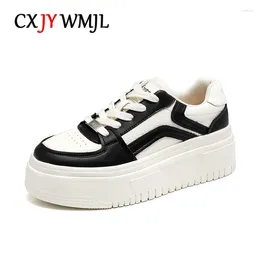 Casual Shoes CXJYWMJL Genuine Leather Women Platform Sneakers Spring Vulcanized Ladies Thick Bottom Skate Small White