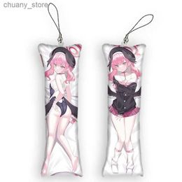 Keychains Lanyards 4x12cmBlue Archive Shimoe Koharu Dakimakura Mini Keychain Cosplay Pendant HD Print Ornament Cute Small Body Pillow Pendants Y240417