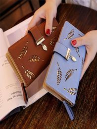 Handbag Luxurys Designers Bags PU Leather Purse Female 2021 Korean Women039s Wallet Long Fashion Handbags Hollow Leaf Zipper Bu7994874578