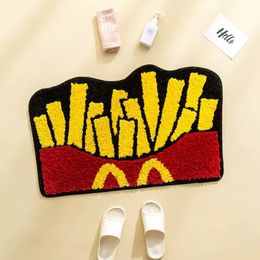 Tufting Chips Rugs Bathmat Soft Fluffy Cartoon Food Bathroom Tub Side Flocked Carpet Pad Anti-slip Home Room Dorm Nursery Decor 240417