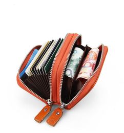 Wallets Antimagnetic RFID Genuine Leather Big Capacity Zipper Card Bag Korean Version Coinbag Wallet Men Coin Women Money Purse3999083