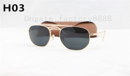 1 Pcs Top quality Men's Sunglasses Unisex Style Metal Hinges UV400 Flash Lens Vintage Square De Sol Masculino 3648 With Box Case3235575