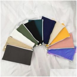 Pencil Bags Wholesale Blank Canvas Zipper Bag Cases Pen Pouches Cosmetic Makeup Storage Clutch Drop Delivery Office School Business In Dhjhs