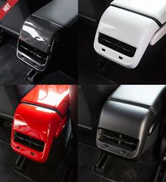Rear Air Vent Outlet Cover Trim Antiscratch For Tesla Model 3 Y Car Accessories Carbon Fibre ABS USB hole Cover2131246