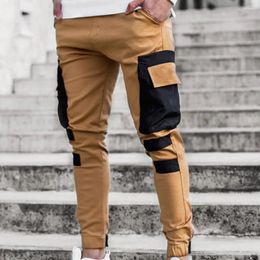 Men's Pants Stylish Men Non-allergenic Breathable Casual Baggy Jogger Workout Cargo String Closure