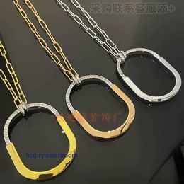 Simple Luxury Tiffenny Brand Pendant Necklace T familys same Colour split Ushaped lock necklace made of titanium steel and studded with diamonds Each family has a comp