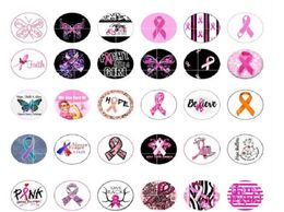 Mixed Ribbon Breast Cancer Awareness Snaps 18MM Glass Snap Button Charms Fit For DIY Button Snap Bracelet Necklace3624841