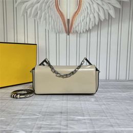 Bags the New Model Adopts Brushed Patent Leather Metal Accessories, Chain Handbag, Silver Single Shoulder Crossbody Bag, Flip Handbag