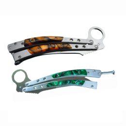 The Gambler Vintage Classic Butterfly Knife Free-swinging Acrylic Handle EDC Survival Tool Pocket Jilt Knives