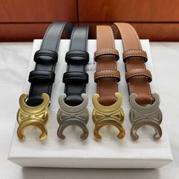 Online celebrity Triomphes leather belt Womens leather belt Womens top layer cowhide East Gate belt Gilded copper buckle