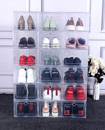 36pcs Thickened Transparent Shoe Storage Box Plastic Drawer Organiser Dustproof Superimposed Combination Sports Shoes Cabinet Z114084357