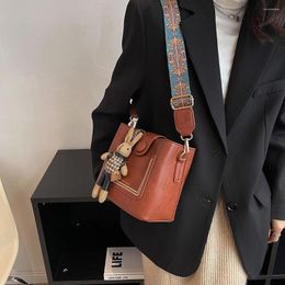 Totes Women PU Satchel Bag With Pendant Top Handle Guitar Strap Hobo Sling Retro Casual Tote Handbag Winter Shopper