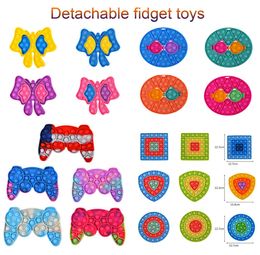 Detachable Push Bubble Toys Anti-Stress Bubbles Board Bow kiss fish Finger Toy Thimble Round Square Shapes5771043