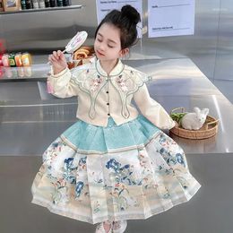 Clothing Sets Spring Girls' Hanfu Dress Chinoiserie Children's Tang Fashion Princess Baby Ancient Two Piece Japanese And Korean Chil