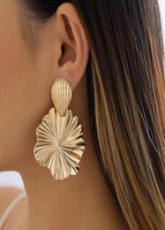 Dangle Earrings Big Shell With Lotus Leaf Pendant Drop For Women Trendy Large Hanging 2022 Fashion Jewelry Elegant Girls Gifts9436262