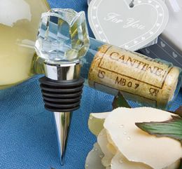 Wedding Door Gifts Crystal Rose Wine Bottle Stopper Valentine039s Day Present Souvenir for Guest 30pcs Whole3138363