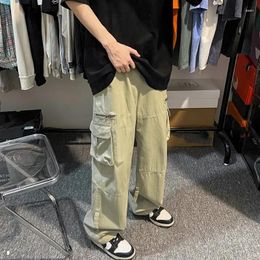 Men's Pants Harajuku Mens Cargo Baggy Hip Hop Casual Elastic Waist Muti Pockets Streetwear Trousers