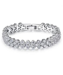 Luxury Austria Shining Crystal Tennis Bracelets Genuine 925 Sterling Silver Charms Zircon Diamond Roman Link Bracelet Jewelry 5 pc6932054