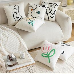 Pillow Ins Plush Printed Embroidered Cover Nordic Modern Simplicity Decorative Living Room And Bedroom Pillowslip