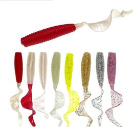 10Pcslot Fishing Lure soft bait 55657585mm Worms Artificial Silicone Baits with Salt Smell Carp Bass Pesca Fishing Takcle7654731