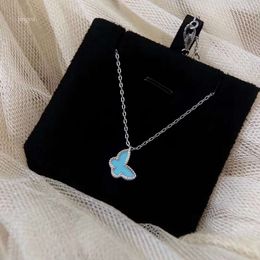 Vanclef Halskette 2023 Blue Butterfly Halskette Mode Pretty Halskette Designer für Frauen Valentinstag Geschenkschmuck für Hallo