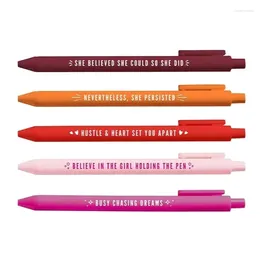 5Pcs Retractable Ballpoint Pen Inspirational Signing For Women