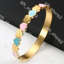 Heart Bracelet Gold Color Blue and Pink Enamel Forever Love Heart Charm Bangle&bracelet for Women Girlfriend Promise Heart Bracelet Jewlery Designer 762