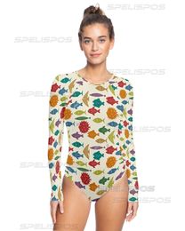 SPELISPOS OnePiece Swimsuit For Sports Long Sleeve Swimwear Surfing Bodysuit Leotard Women Swim Pool Beachwear Bather Suit 240411