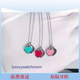 Simple Luxury Tiffenny Brand Pendant Necklace Thome s925 silver CNC printed drop glue enamel red blue pink pendant Love Tijia clavicle chain womens necklace
