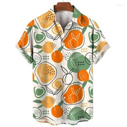 Men's Casual Shirts Tropical Fruits Print Summer Hawaiian Oversized Short Sleeve Fashion Hawaii Beach Female Clothing Blouses