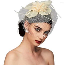 Berets Bridal Hairpin Feather Headdress Headband Clip Ladies Wedding Fascinator Hats Top Hat Veil Hair Accessories