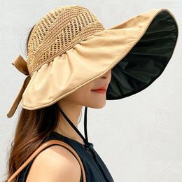 Wide Brim Hats Summer Large Sun Hat Women Outdoor Sunscreen Visor Cap Breathable Mesh Female Empty Top Caps Gorras